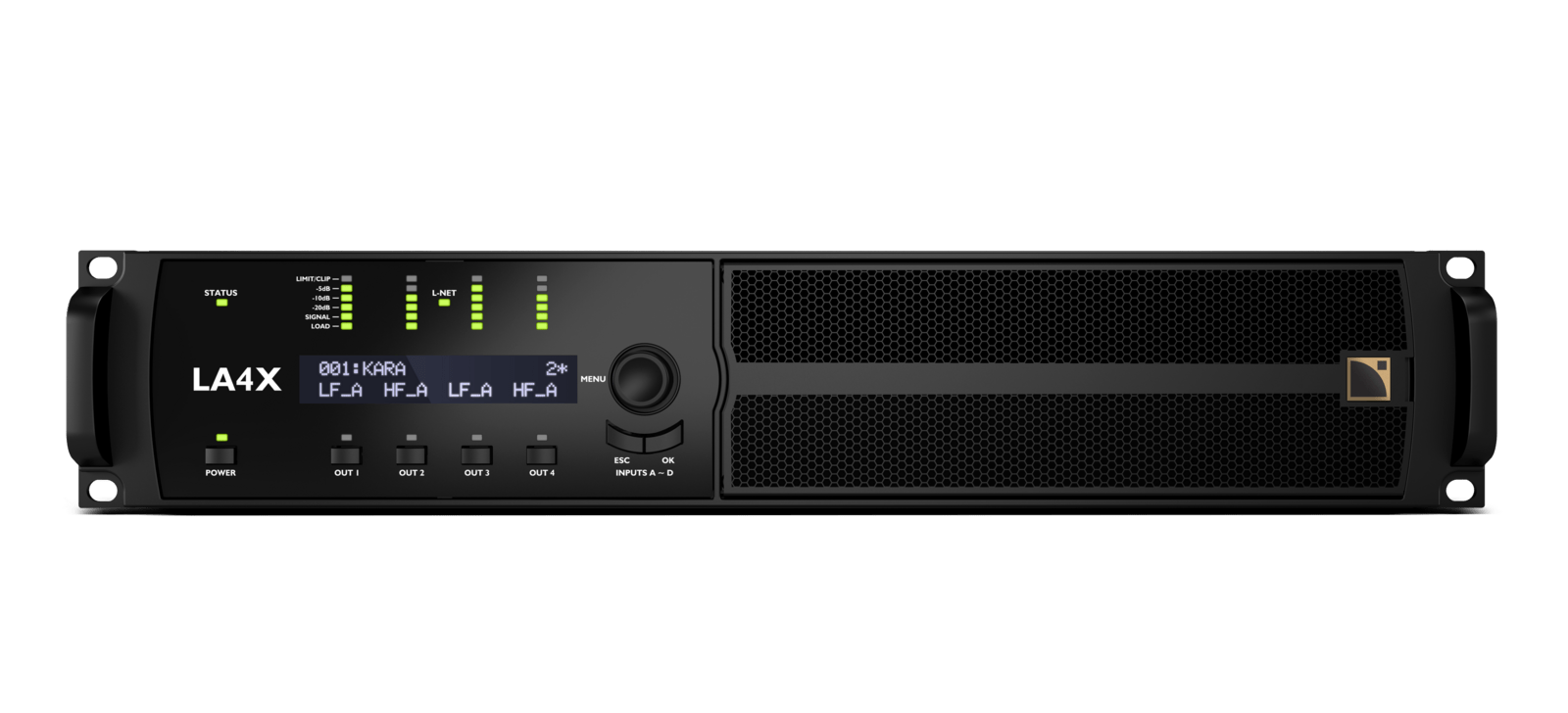 Rack de 1 amplificateur LA4X (L-Acoustics) en Flight case 2U