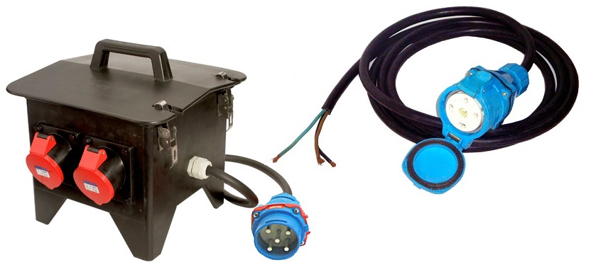 Boîtier Alim 63A Sorties sur 2xP17 32A Tri + Diff + Câble