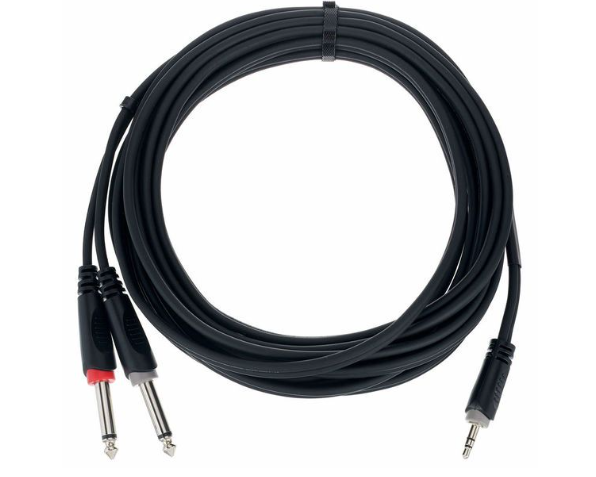 Raccord Mini Jack Stereo mâle / double Jack mâle 6.35 mm